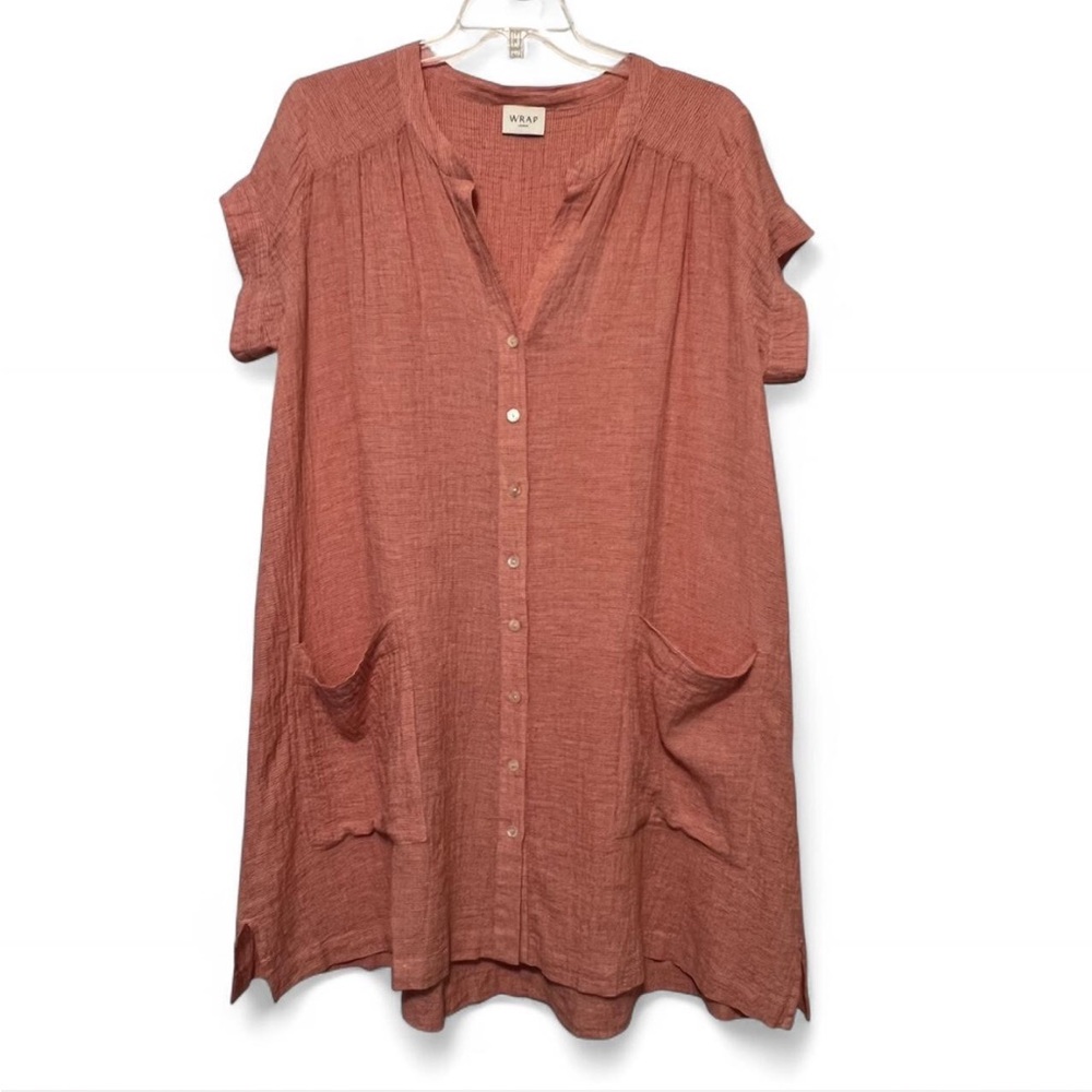 Wrap London‎ Comfortable Oversized Linen Blend Button Down Dress.